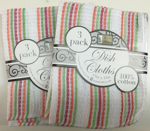Set of 6 Extra Large Waffle Weave Dish Cloths - Orange/Green