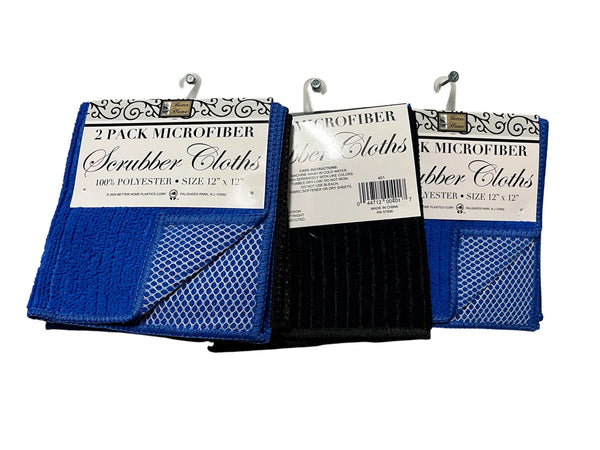 Set of 6 Scrubber Dish Cloths, Scrubbing Towels - Blue and Black