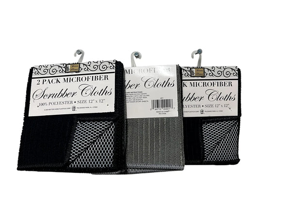 Set of 6 Scrubber Dish Cloths, Scrubbing Towels - Black and Gray