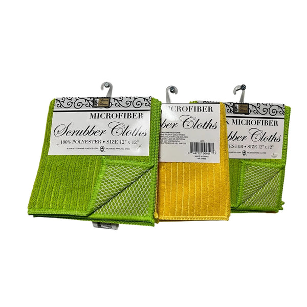 Set of 6 Scrubber Dish Cloths, Scrubbing Towels - Green and Yellow
