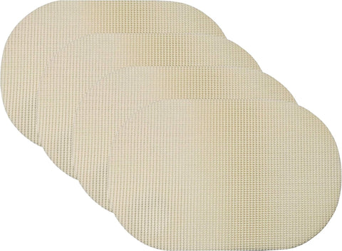 Set of 6 Waffle Weave Placemats Non Slip Oval Place Mats, Beige