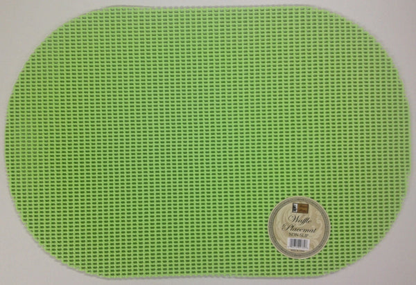 Set of 6 Waffle Weave Placemats Non Slip Oval Place Mats, Lime Green