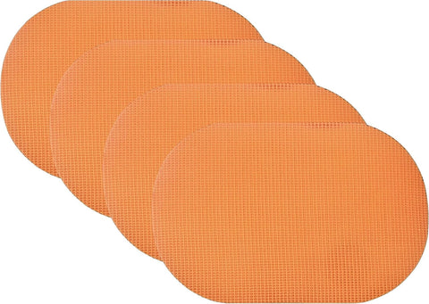 Set of 6 Waffle Weave Placemats Non Slip Oval Place Mats, Peach