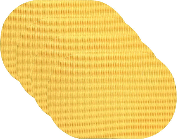 Set of 6 Waffle Weave Placemats Non Slip Oval Place Mats, Yellow