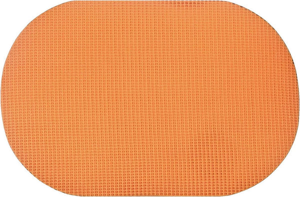Set of 6 Waffle Weave Placemats Non Slip Oval Place Mats, Peach