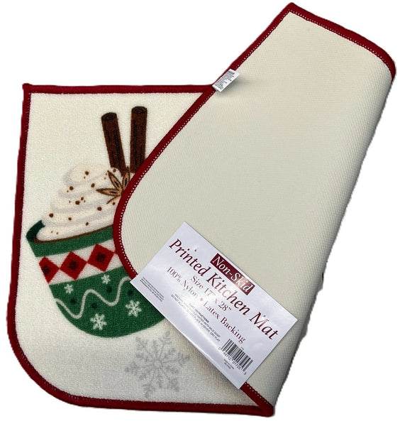 Christmas Kitchen Rug, 17" x 28" Half Moon Mat, Gingerbread Man - additional view