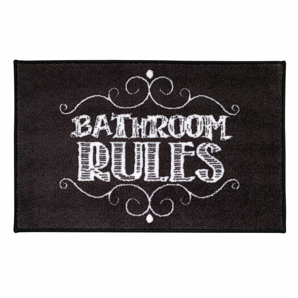 Avanti Linens Chalk It Up, Bathroom Rules Bath Rug, Black and White