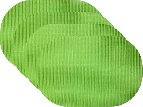 Set of 6 Waffle Weave Placemats Non Slip Oval Place Mats, Lime Green