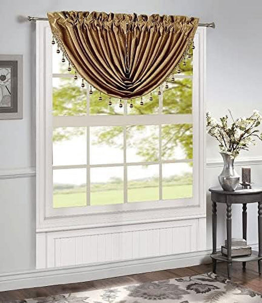 Luxury Home Textile Bridget Gold Crushed Satin Rod Pocket Light Filtering Curtains, 48 x 37 in