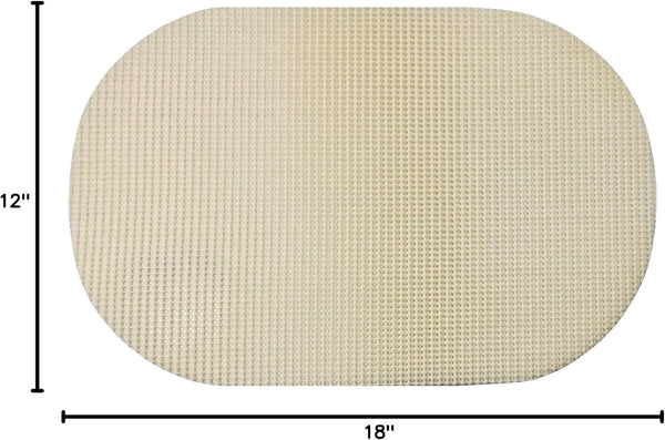 Set of 6 Waffle Weave Placemats Non Slip Oval Place Mats, Beige