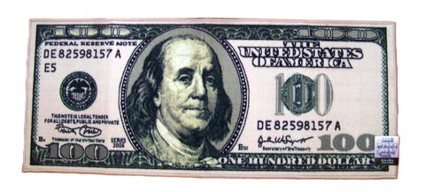 BIG MONEY ONE HUNDRED DOLLAR BILL AREA RUG, 22 inches wide x 53 inches long