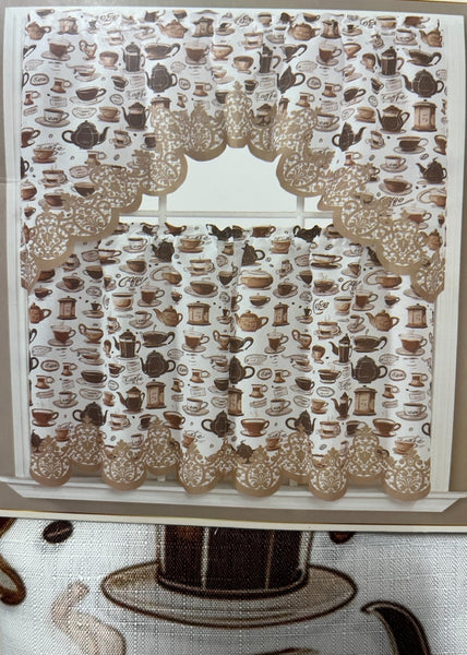 Mocha Coffee Kitchen Curtain and Swag Set – Brown and Beige - photo 3