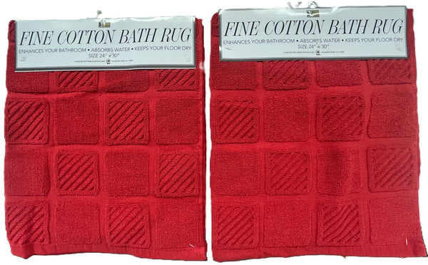 Red 100% Cotton Terry Step Out Mats, set of 2