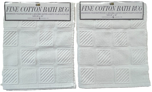 White 100% Cotton Terry Step Out Mats, set of 2