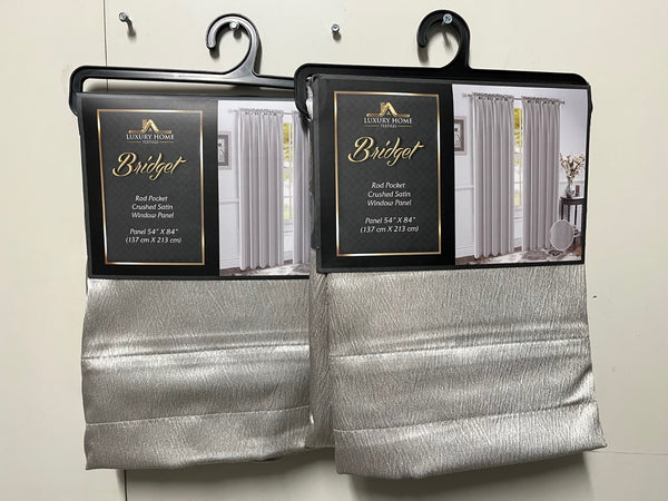 Bridget Crushed Satin Curtain Panels, Set of 2, 84 Inch