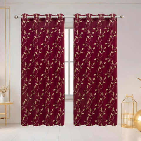 Set of 2 Elvira Blackout Grommet Top Curtain Panels with Embroidery, 84 Long