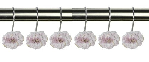Melrose Resin Shower Curtain Hooks - Set of 12, Gray, Pink or Yellow
