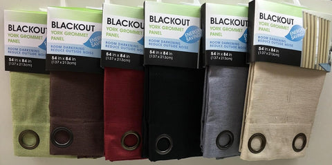 Set of 2 York Blackout Thermal Lined Grommet Top Curtain Drapery Panels 84 Long