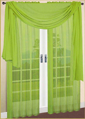 SHEER VOILE 216" WINDOW SCARF LIME GREEN