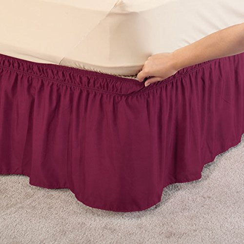 WRAP AROUND DUST RUFFLE, COTTON BLEND BED SKIRT, 14 INCH DROP