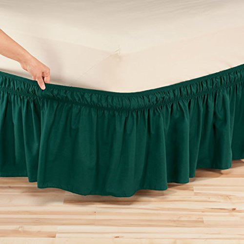 WRAP AROUND DUST RUFFLE, COTTON BLEND BED SKIRT, 14 INCH DROP