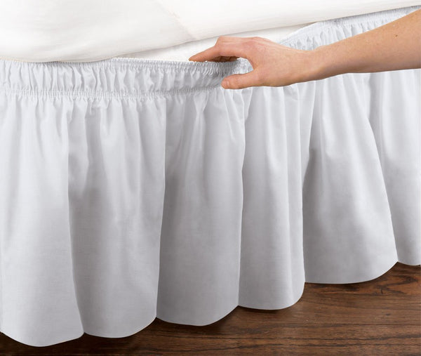 WRAP AROUND DUST RUFFLE, COTTON BLEND BED SKIRT, 14 INCH DROP