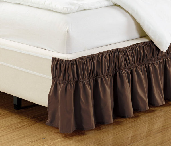 WRAP AROUND DUST RUFFLE, COTTON BLEND BED SKIRT, 14 INCH DROP