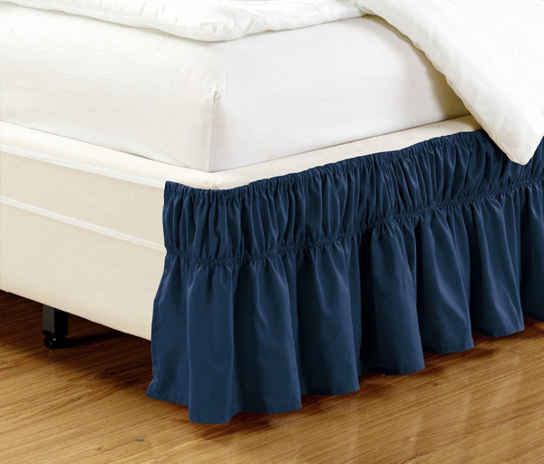 WRAP AROUND DUST RUFFLE, COTTON BLEND BED SKIRT, 14 INCH DROP