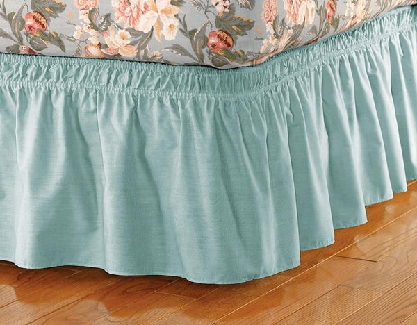 WRAP AROUND DUST RUFFLE, COTTON BLEND BED SKIRT, 14 INCH DROP