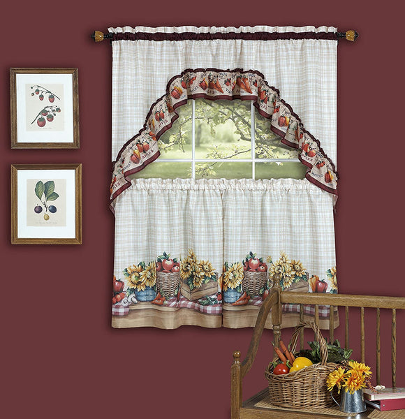 FARMERS MARKET KITCHEN CURTAINS AND SWAG SET