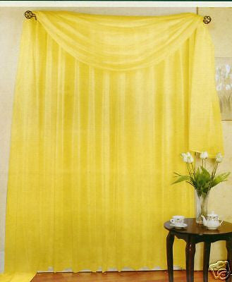 SET OF 2 SHEER VOILE TAILORED CURTAINS 84" LONG BRIGHT YELLOW
