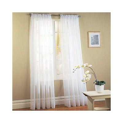 SET OF 2 SHEER VOILE CURTAINS 63" LONG WHITE