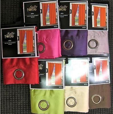 SET OF 4 FAUX SILK GROMMET TOP CURTAINS - 84" LONG WINDOW CURTAIN PANEL