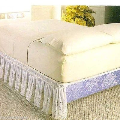 WRAP AROUND EYELET LACE BED SKIRT DUST RUFFLE, 14" DROP