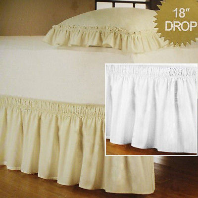 WRAP AROUND BED SKIRT, DUST RUFFLE, 18" DROP