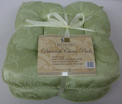 SET OF 2 DAMASK QUILTED CHAIR PADS