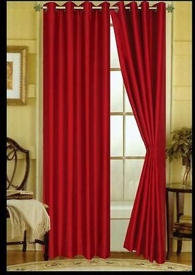 SET OF 4 FAUX SILK GROMMET TOP CURTAINS - 84" LONG WINDOW CURTAIN PANEL