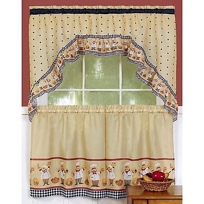 CUCINA ITALIAN CHEF THEME KITCHEN CURTAINS AND SWAG SET
