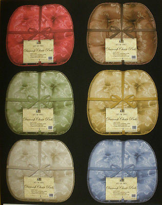 SET OF 2 DAMASK QUILTED CHAIR PADS