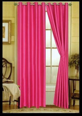 MONA Lined Faux Silk Kitchen Window Curtain Panels – Grommet Top – 24 Inch Length – Various Colors