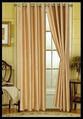 SET OF 4 FAUX SILK GROMMET TOP CURTAINS - 84" LONG WINDOW CURTAIN PANEL