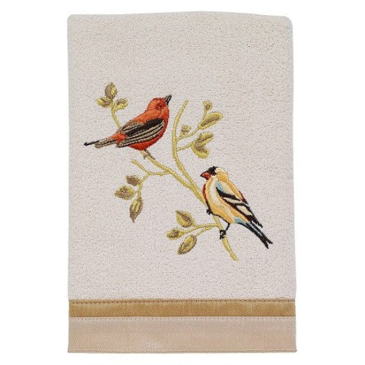 Avanti Gilded Birds 3 Piece Bath Towel, Hand Towel and Fingertip Towel Set Ivory