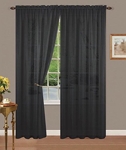 Set of 2 Sheer Voile Tailored Curtains