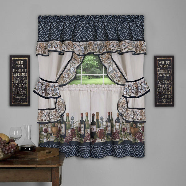 CHATEAU KITCHEN CURTAIN AND RUFFLED TOPPER SET