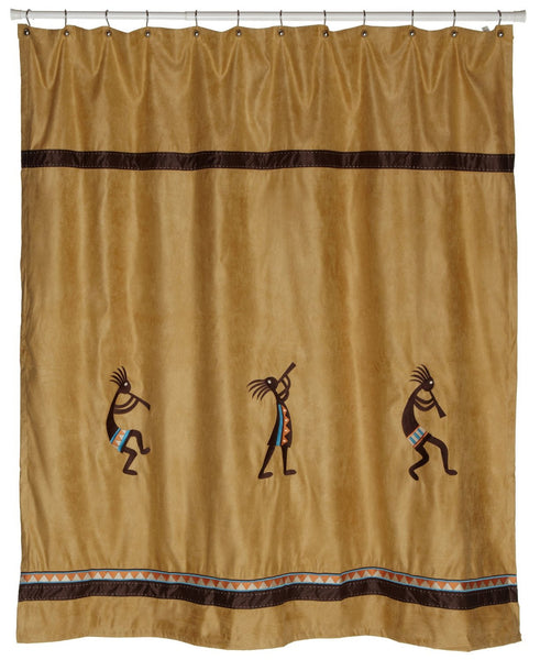 Avanti Linens Kokopelli Gold  Shower Curtain and Resin Bath Accessory Set