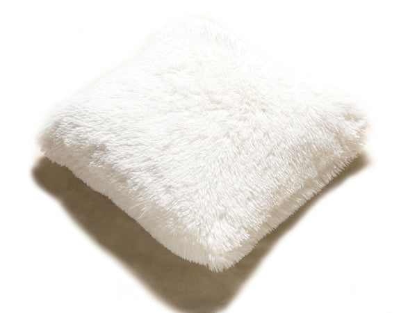 Set of 2 Shaggy Fur Toss Throw Pillows, BEIGE