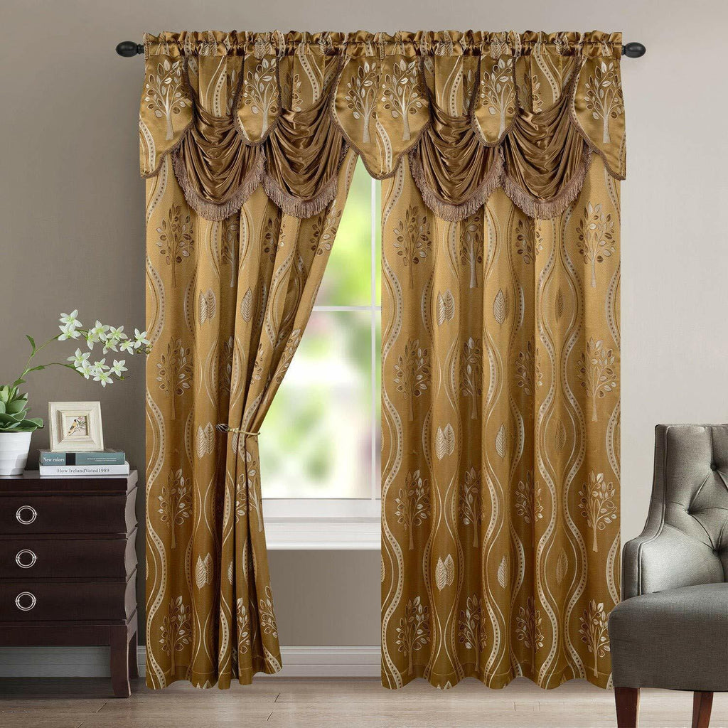 2 AURORA CURTAIN PANELS WITH ATTACHED AUSTRIAN VALANCE 84 inches long ...
