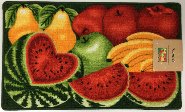 DANIELS WATERMELON, APPLES AND FRUIT KITCHEN RUG WITH NON SKID BACK