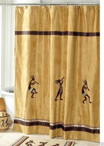 Avanti Linens Kokopelli Fabric Shower Curtain, Gold