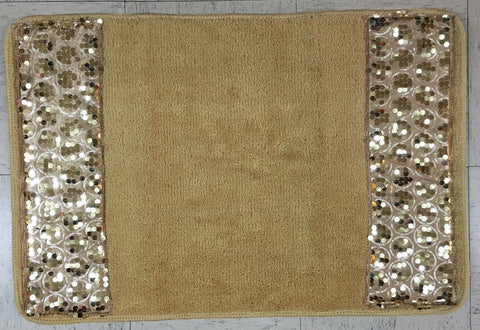 Popular Bath Sinatra Bath Rug with Sequins, Champagne and Gold